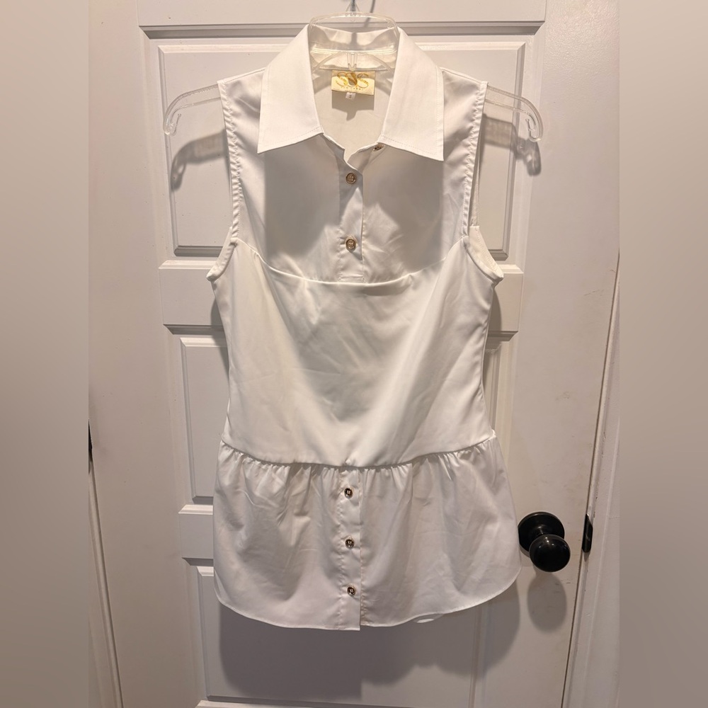 SSYS Elegant White Sleeveless Blouse